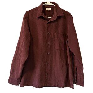Apt 9 Soft ‎ Medium Burgundy Button Down Dress Shirt Modern Designer Comfort